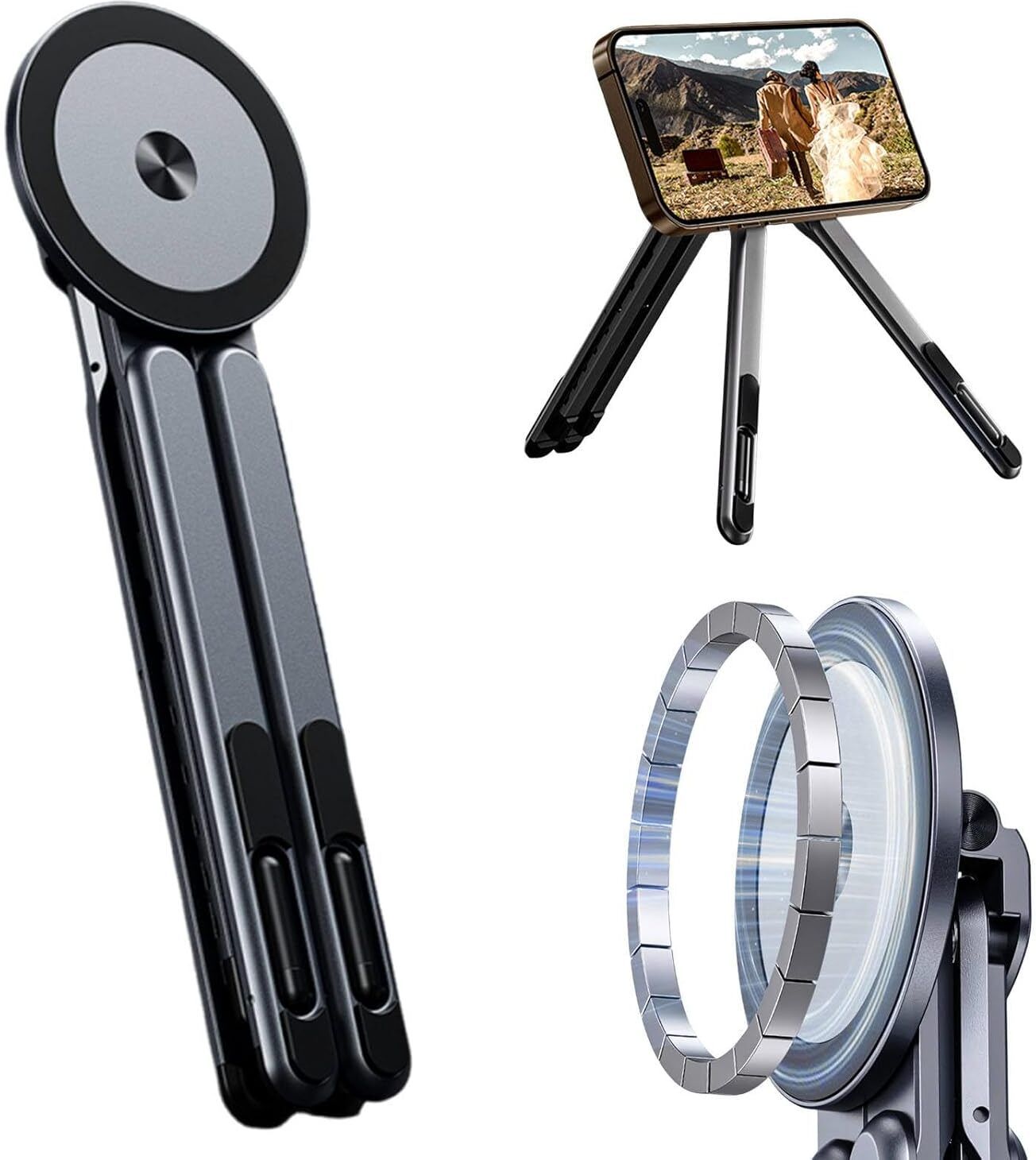 Velmi Adjustable Aluminium Laptop Stand Foldable 360° Rotation Desk Mount Height Adjustable Stand Aluminium Rotatable Laptop Stand with Adjustable Height Compatible with Universal Laptops-image-10