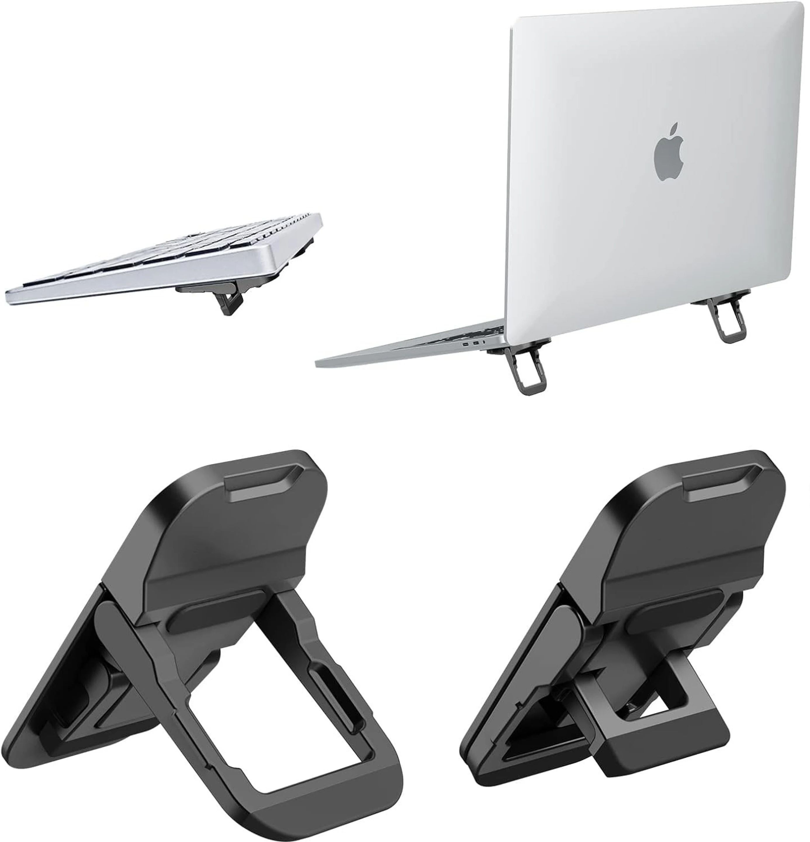 EYNK Laptop Keyboard Stand Adjustable Angles Portable Laptop Desk Risers 2 Pieces Laptop/ Keyboard Desk Stand with Three Adjustable Laptop Riser Aluminium Laptop Stand with Adjustable Height Compatible with Universal, 26 - 35 cm, 40 - 44cm Laptops-image-14
