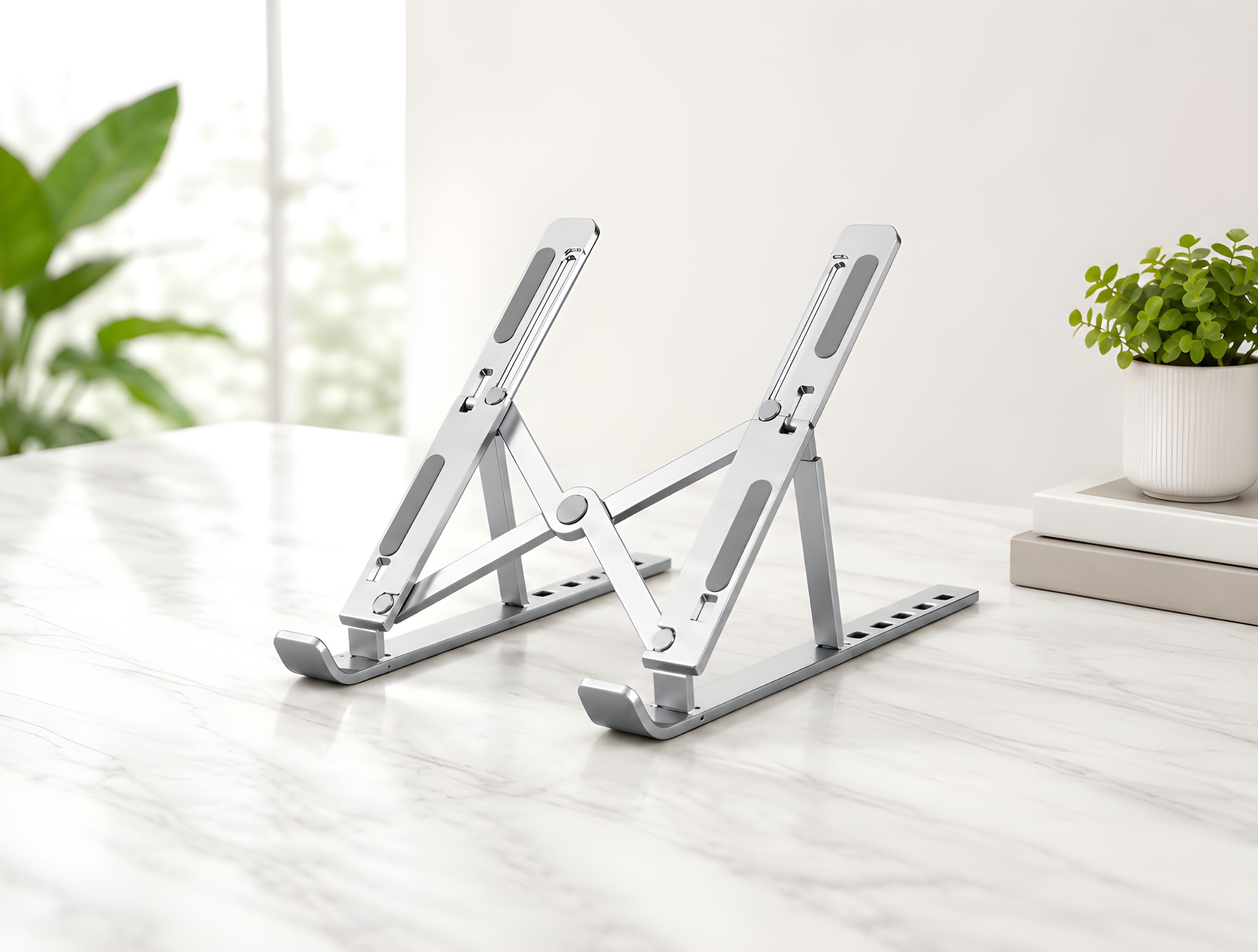 LIVORA Universal Foldable Laptop Stand with Cooling Design for All Laptops Portable Laptop Stand with Adjustable Height and Anti-Slip Design Aluminium Desk Stand Rotatable Laptop Stand with Adjustable Height Compatible with Universal Laptops-image-19