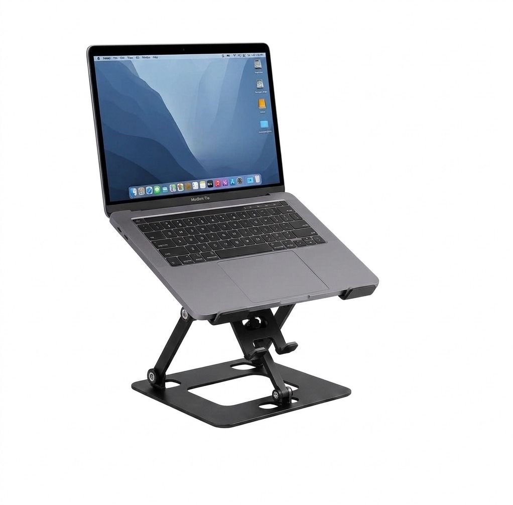 AMS Foldable Laptop Stand with Carbon Steel Build, Adjustable Height & Phone Stand Portable Carbon Steel Laptop Stand with Adjustable Height & Phone Holder Carbon Steel Laptop Stand with Adjustable Height Compatible with Universal Laptops-image-3