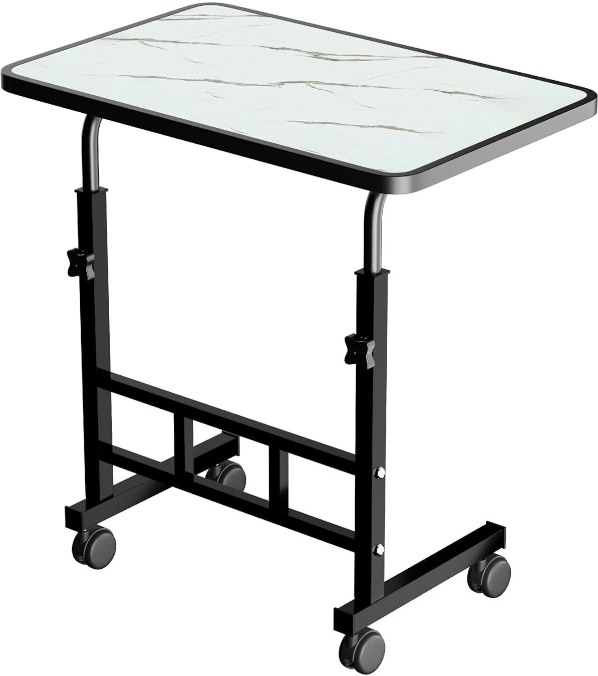 lixah Adjustable Laptop Table with Wheels Portable Study Desk White Marble Finish Wood Portable Laptop Table-picture-28