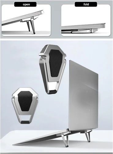 BUFONA Mini Invisible Laptop Riser Laptop Holder Laptop Riser Stand Mini Cooling Pad Portable Laptop Stand for Desk, Foldable Aluminium Laptop Cooling Stand, Aluminium Rotatable Laptop Stand Compatible with Universal Laptops-image-45