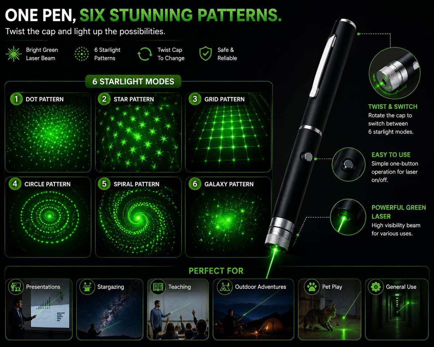 IMMUTABLE Ultra Powerful Green Laser Pointer Pen, 1000 FT Range wx7-picture-28