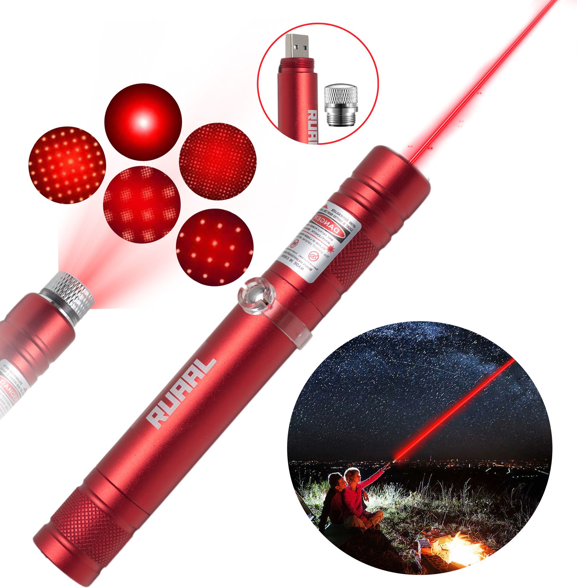 RUAAL Red Laser Pointer High Power| USB Rechargeable Laser Light Pen pointer 2500 m