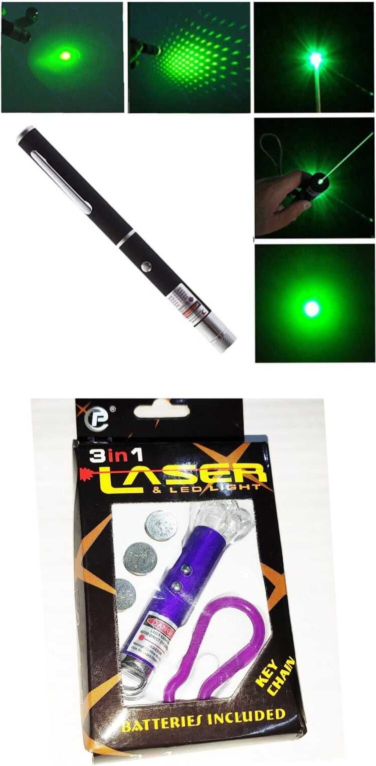 Toys gate Laser Pointer Pen with LED Flashlight & Keychain, Long Range Laser Beam,2 Pcs-image-3