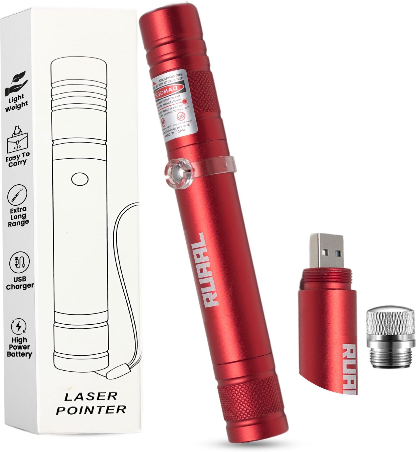 RUAAL Red Laser Pointer High Power| USB Rechargeable Laser Light Pen pointer-image-11