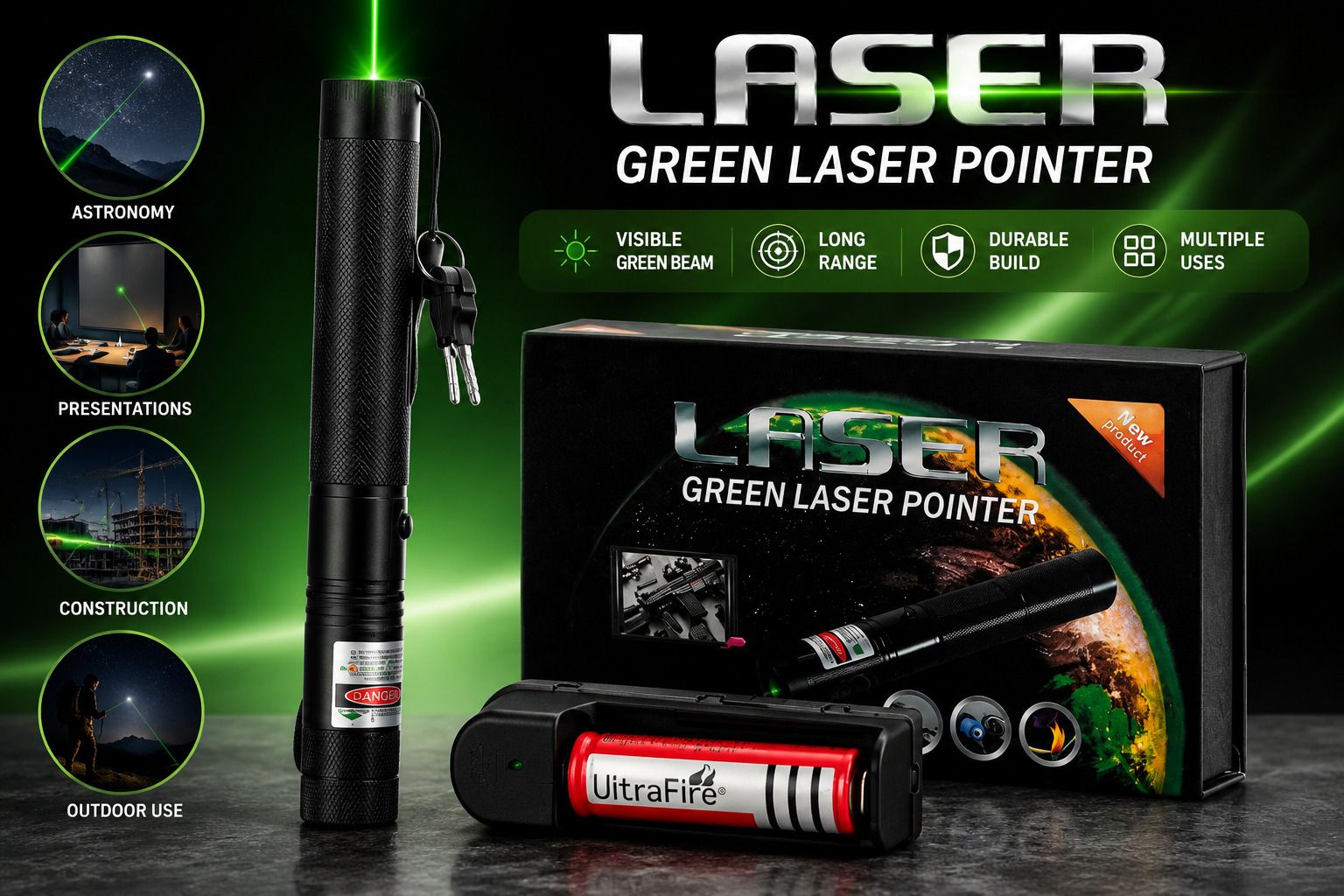 Mintbean Rechargeable Green Laser Light Pointer, High Power Long Range Beam-image-49