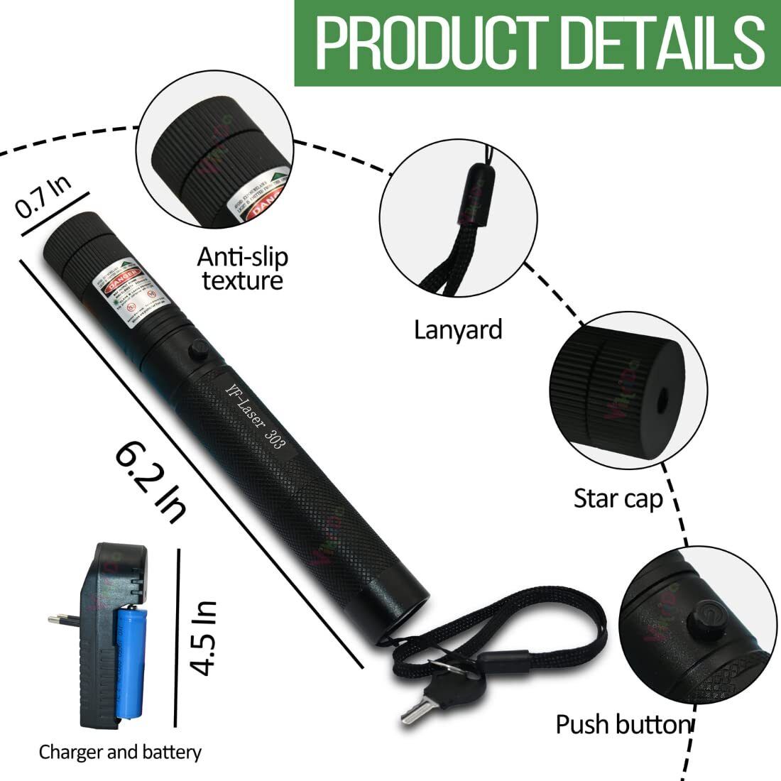 Kk Impex Laser Light USB Rechargeable Green , 2000 Metres High Power , Cat Laser Toy,-picture-46