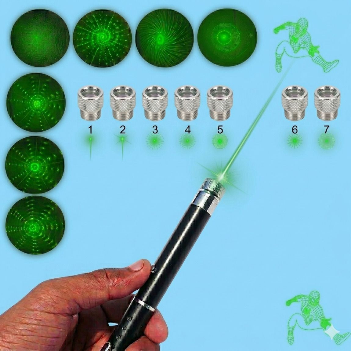 kapextradehub Green Galaxy Laser Light - 7 Interchangeable Pattern Nozzles -GBL-1-picture-28