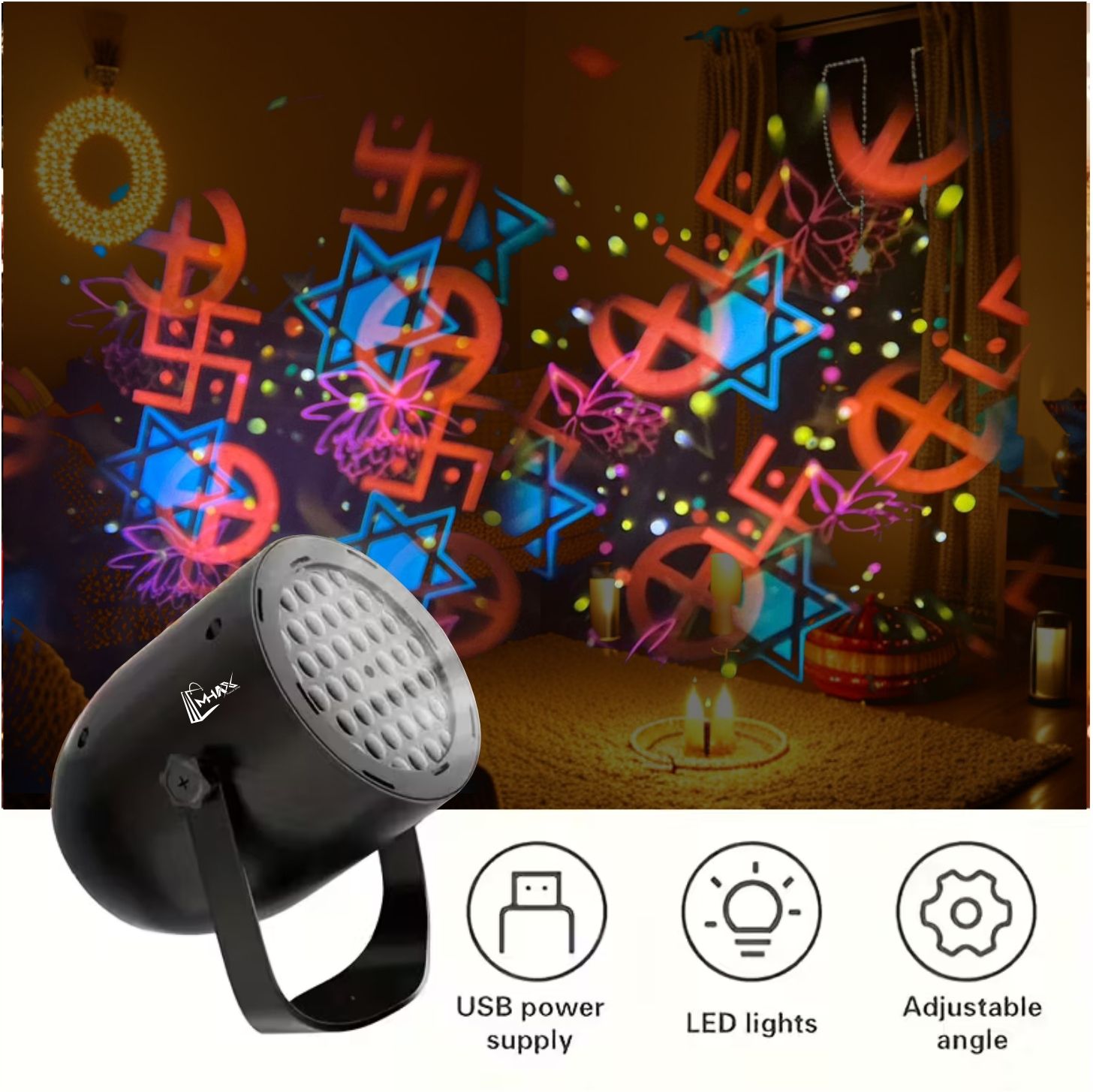 MHAX Diwali Laser Light for Home, Colorful LED Projector Lamp with Moving Patterns-picture-16
