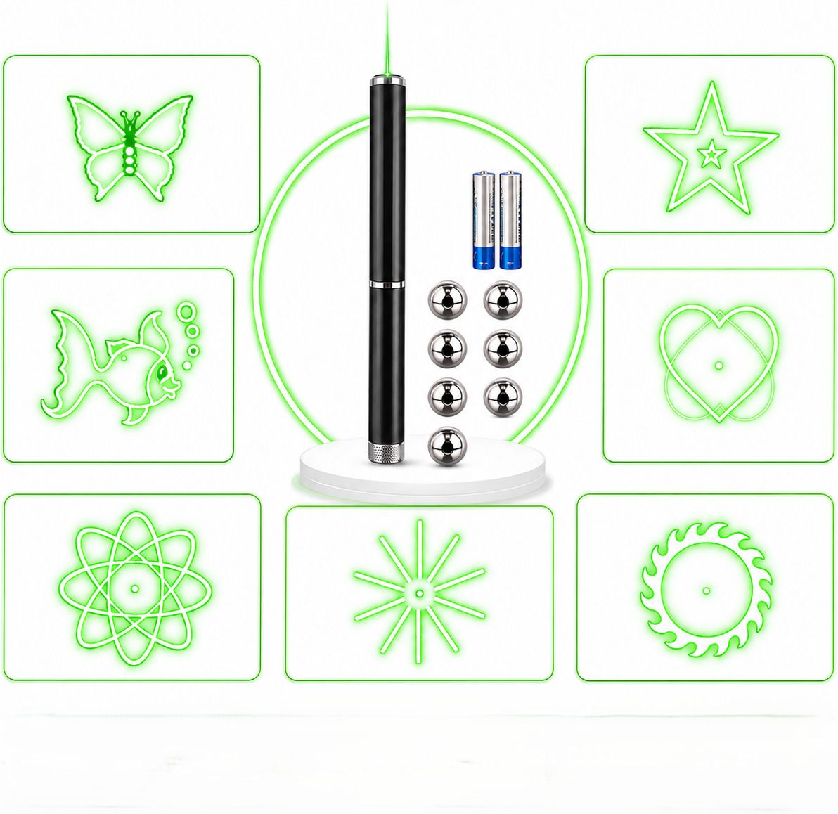 Jmax 8 in 1 Green Laser Pointer Pen | For Kids, Parties, Presentations & Outdoor Use-picture-34