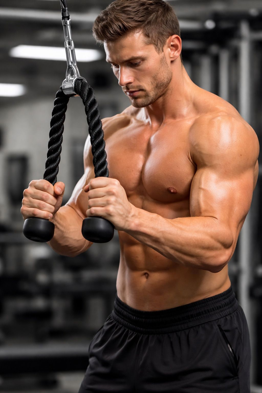 fit fusion Pull Down Tricep Rope for Gym Lat Pulldown-picture-31