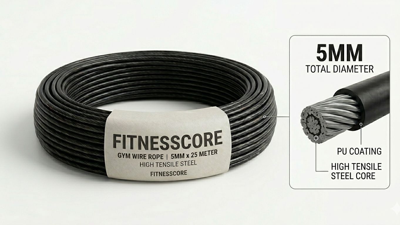 fitnescore Heavy Duty 5mm Black Gym Wire Rope for Fitness Equipment 25 Meter Lat Pulldown-picture-12