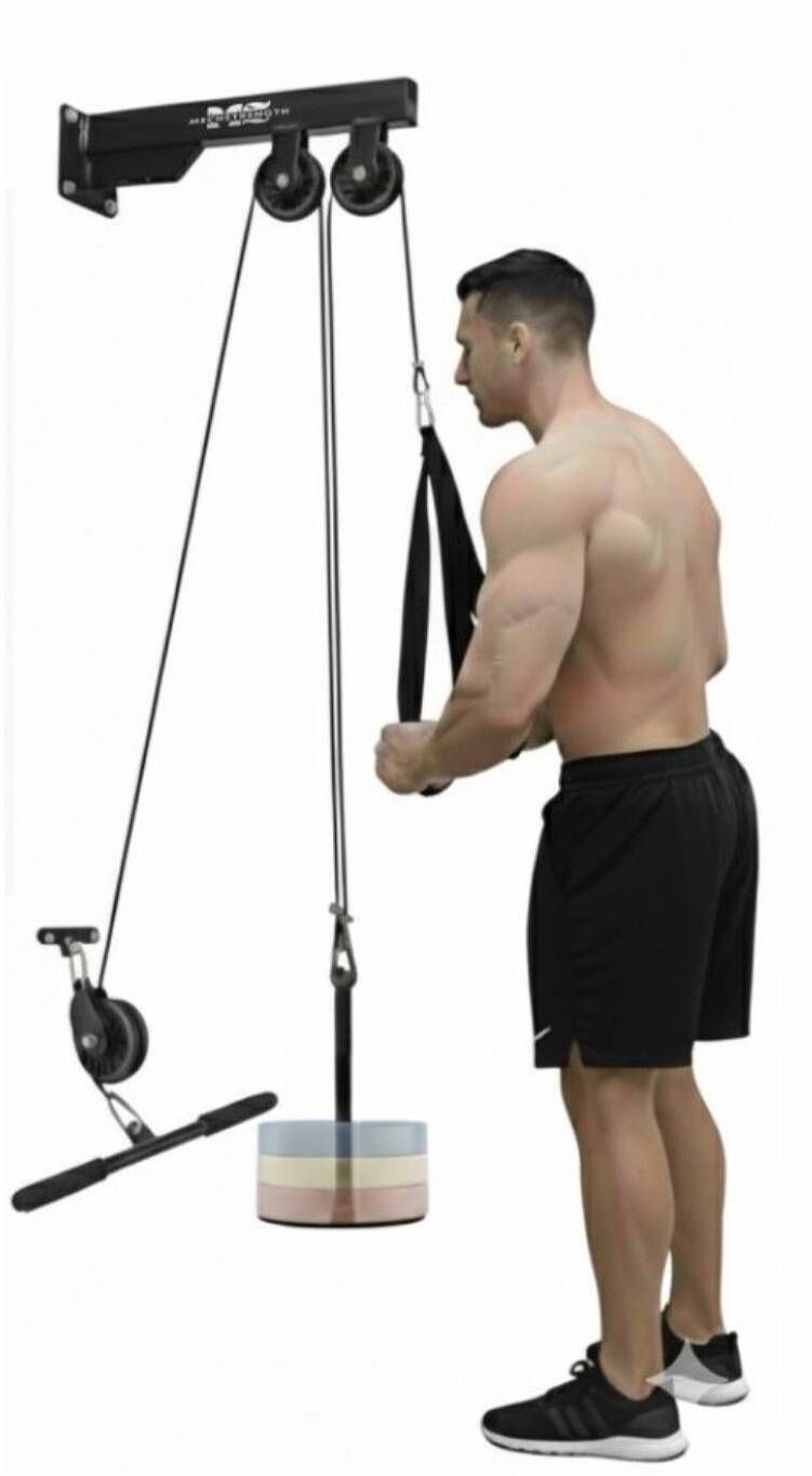 mechstrength Lat Pull Down and Bicep Cable Pulley system Attachment Set for Home Gym Lat Pulldown-picture-15