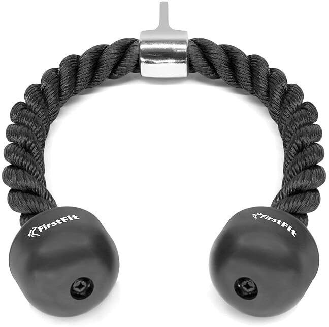 Imported Heavy Duty Tricep Rope with Snap Hook for Gym & Home Workout (Black) Lat Pulldown