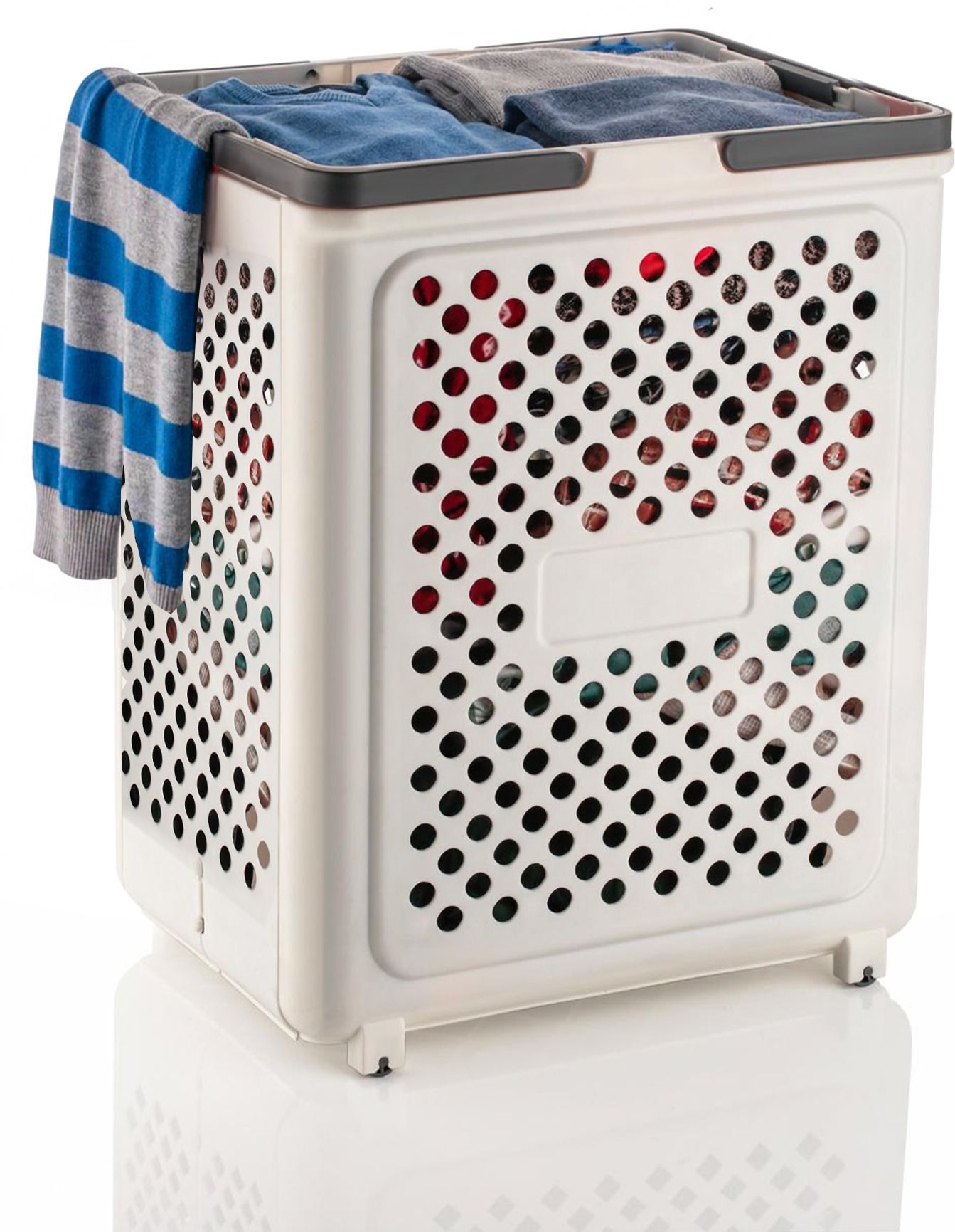 palak White Laundry Basket Trolly Laundry Trolley-picture-1