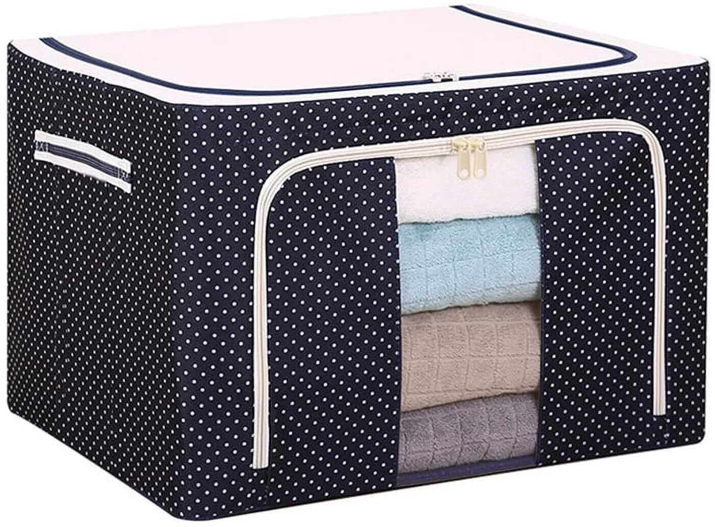 godglow 66L Storage Bag for Clothes, Large Clear Plastic Zipper Boxes(pack of 1) Cotton Laundry Bag-image-7