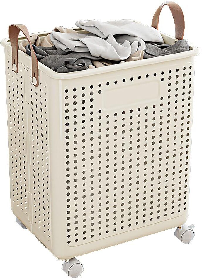 Rolling Laundry Basket with Wheels and Folding Hamper Laundry Trolley-image-4