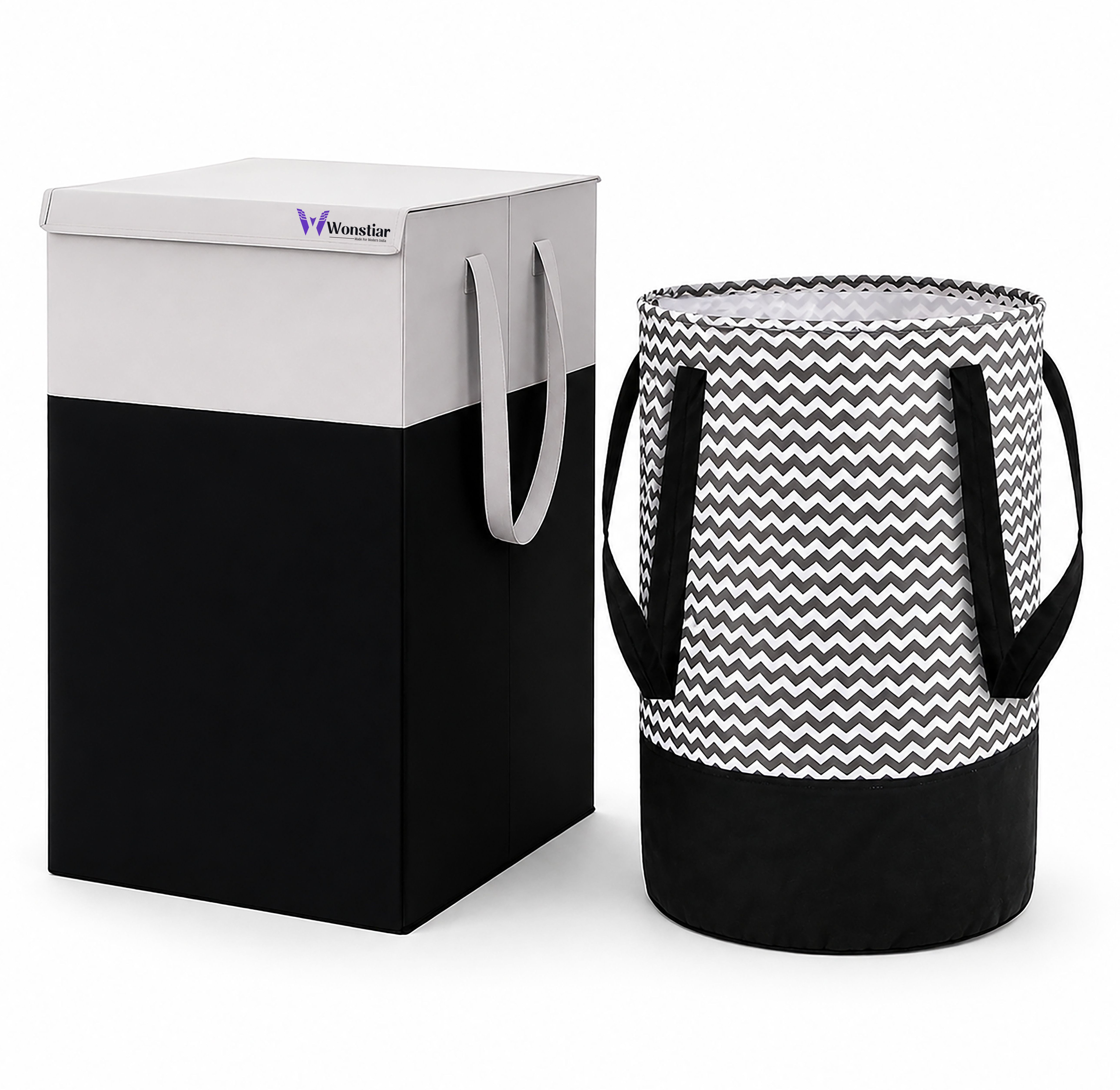 75 L Grey, Black, White Laundry Basket-image-15