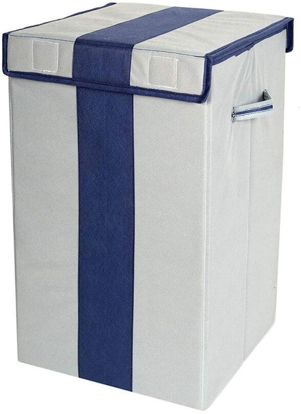 Multipurpose 68 L Grey, Blue Laundry Basket Storage Box-image-24