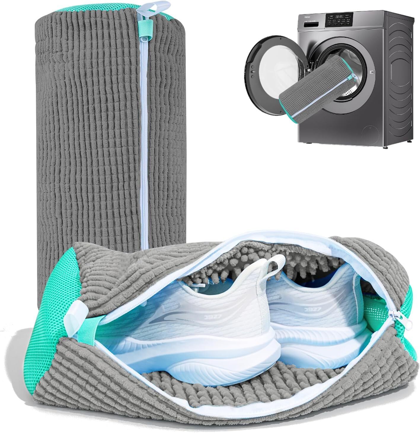 Shoe Washing Machine Bag 2Pcs Shoe Laundry Bag with Zipper Laundry Trolley-image-10