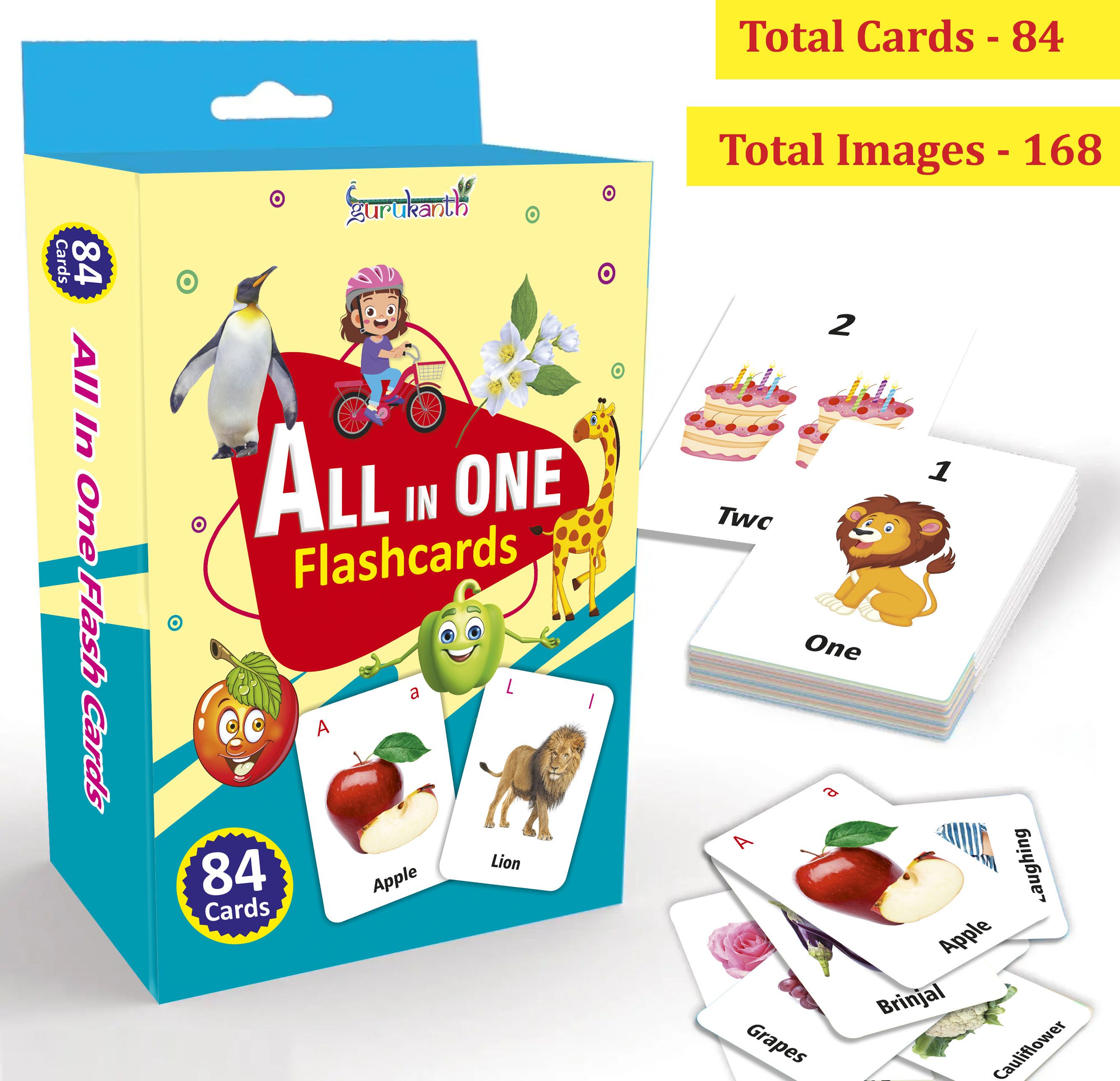 All in One Flash Cards for Kids (Laminated Non-tearable flashcards Water Proof)