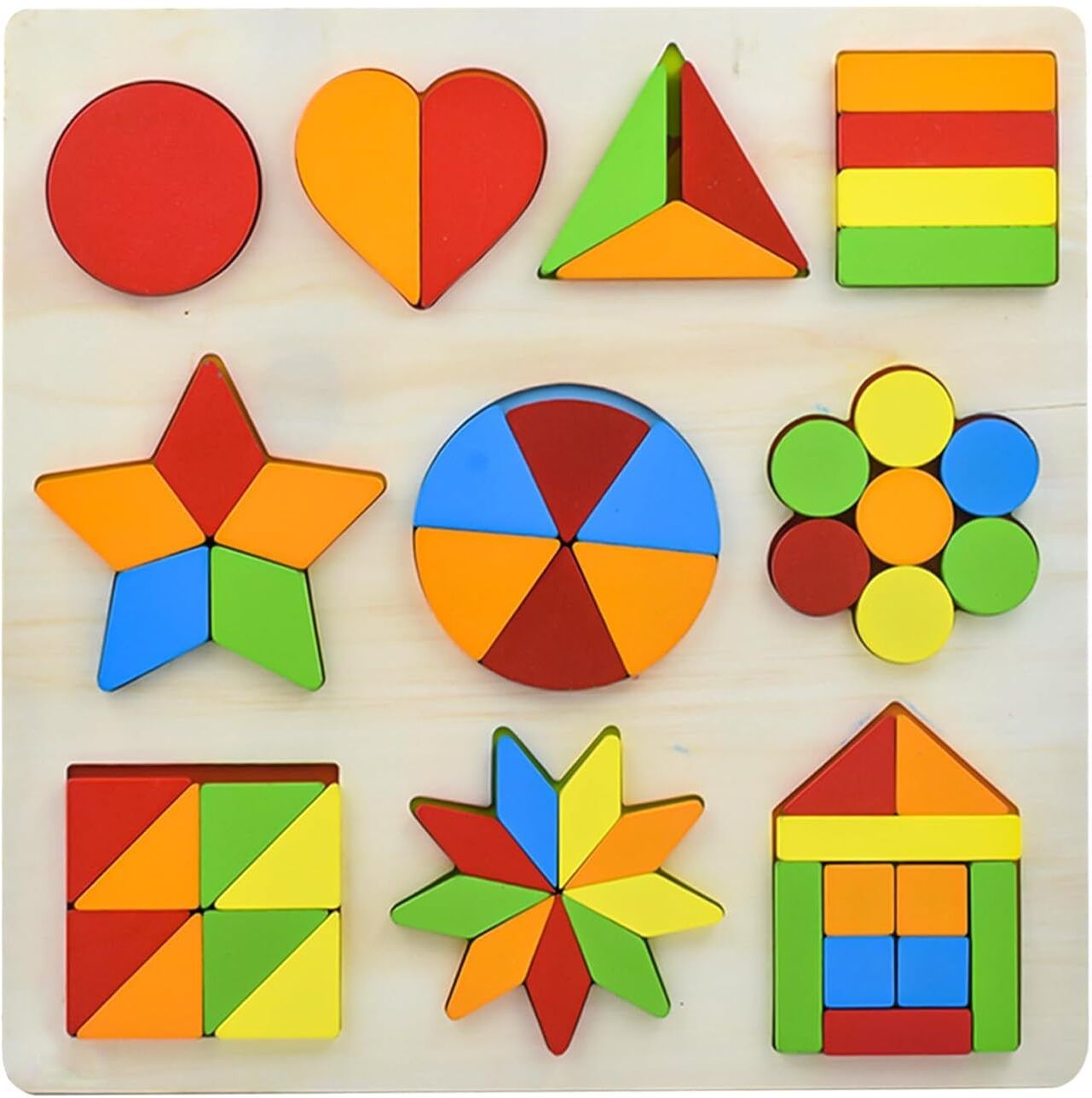 Wooden Shape Matching Puzzle Board | Montessori Pattern Building Toy for Kids-image-4