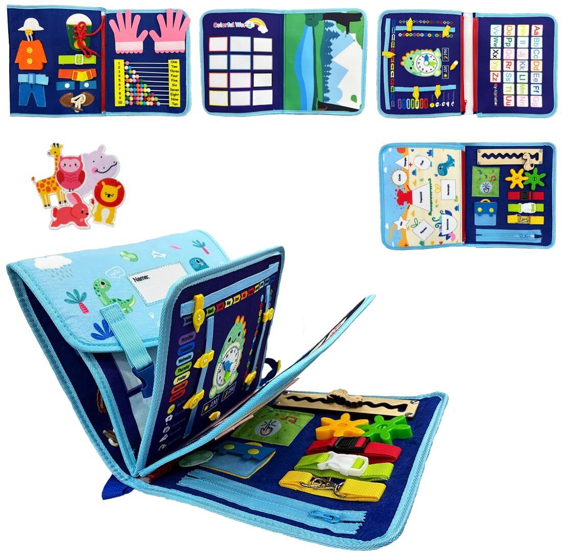 wembley Busy Board Activity Binder Interactive Sensory Educational Toy-Dino Backpack-picture-21