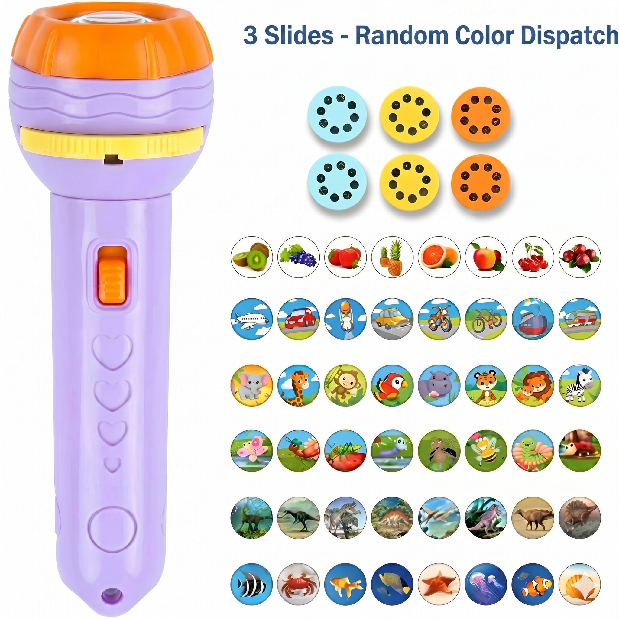 Kids Projector Flashlight Torch Toy Educational Gift with 3 Reels & 24 Patterns-image-39