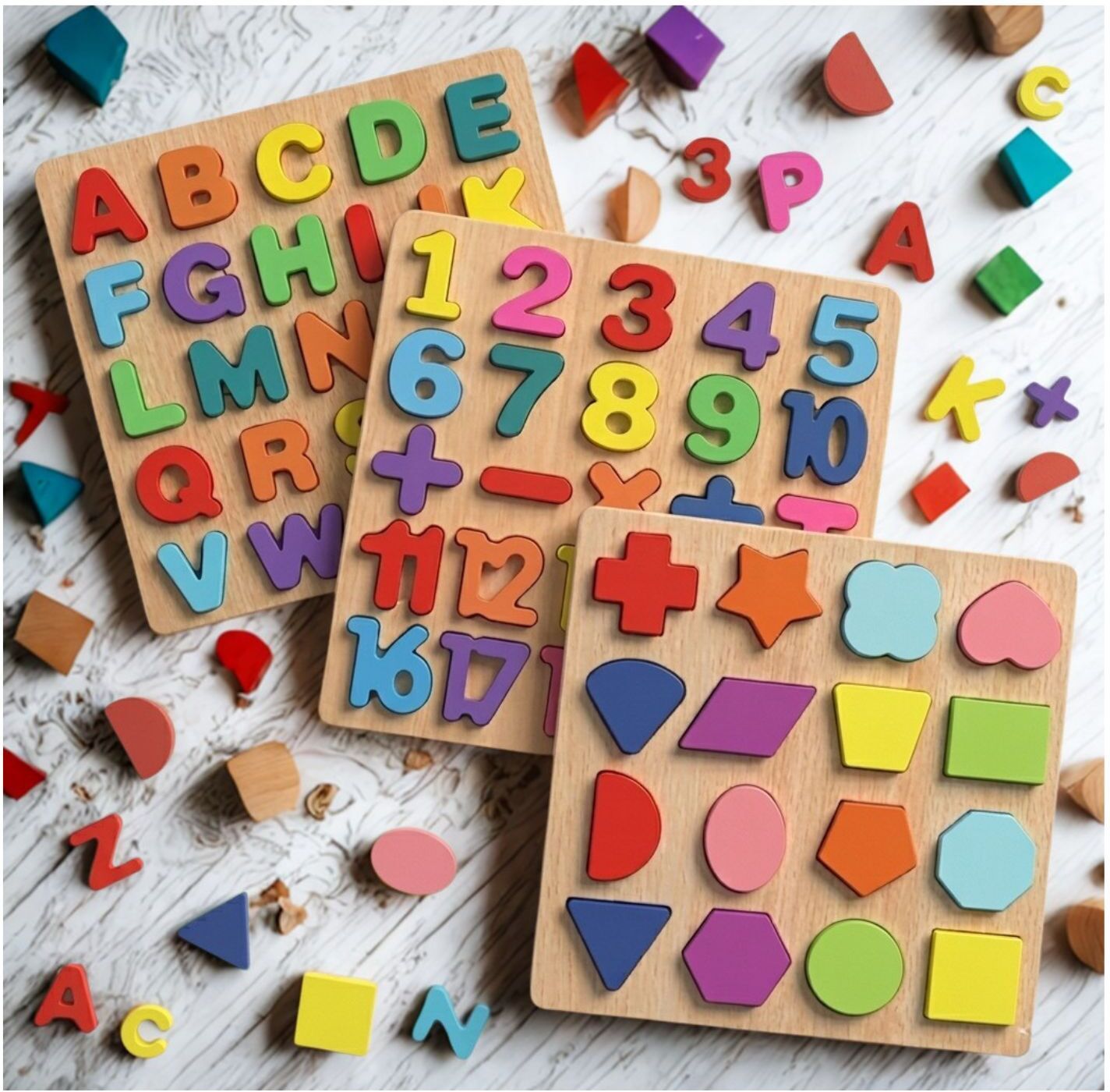 beauty bright Kids Wooden Learning Puzzle Board ABC Number Shape Educational Toy B1T686-picture-27