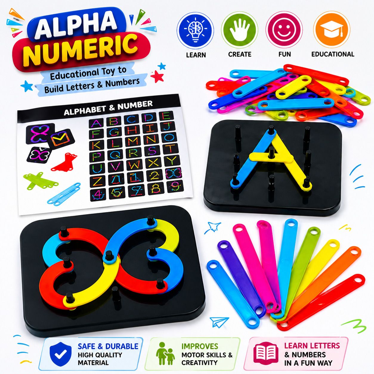 toybeex Alpha Numeric Puzzle Toy for Kids - Educational Fun Toy with Letters & Numbers-picture-1