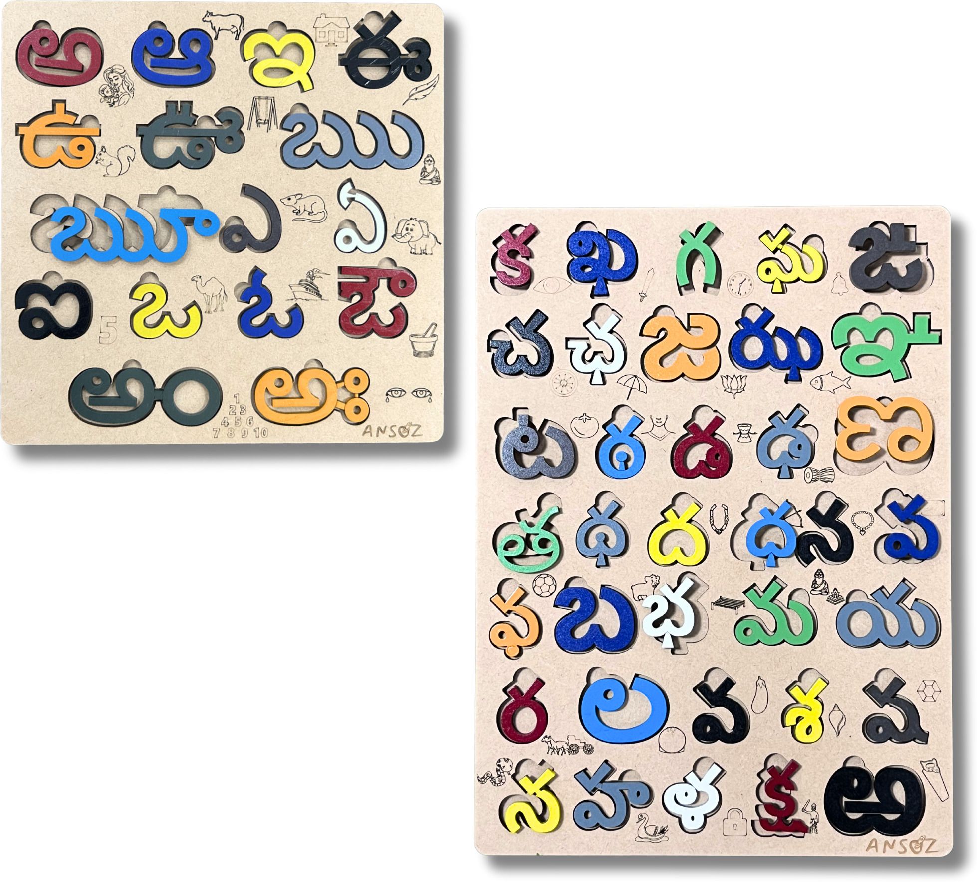 Combo Pack: Telugu Varnmala & Swar Wooden Puzzle Boards.-image-39