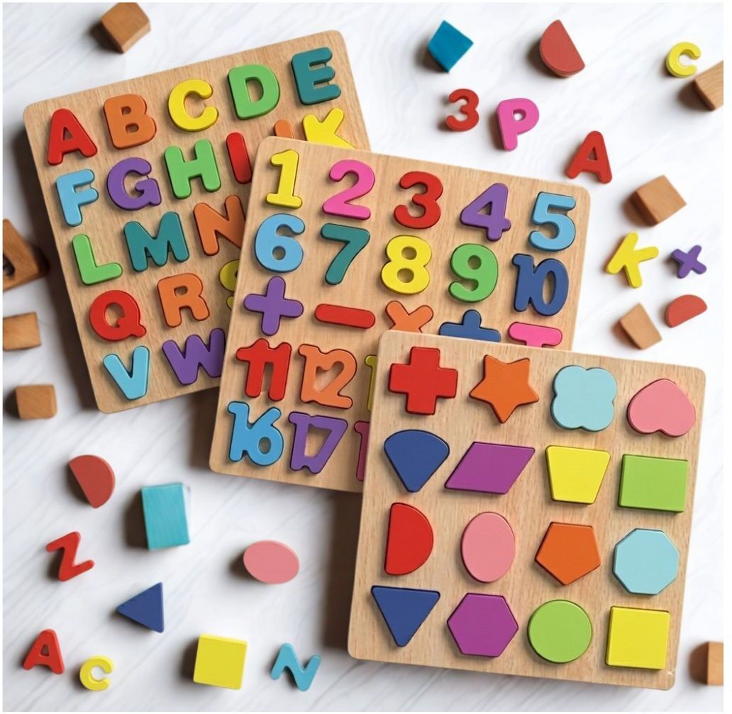 beauty bright Preschool Wooden Alphabet Number Shape Puzzle Board Learning Toy B1T728-picture-5