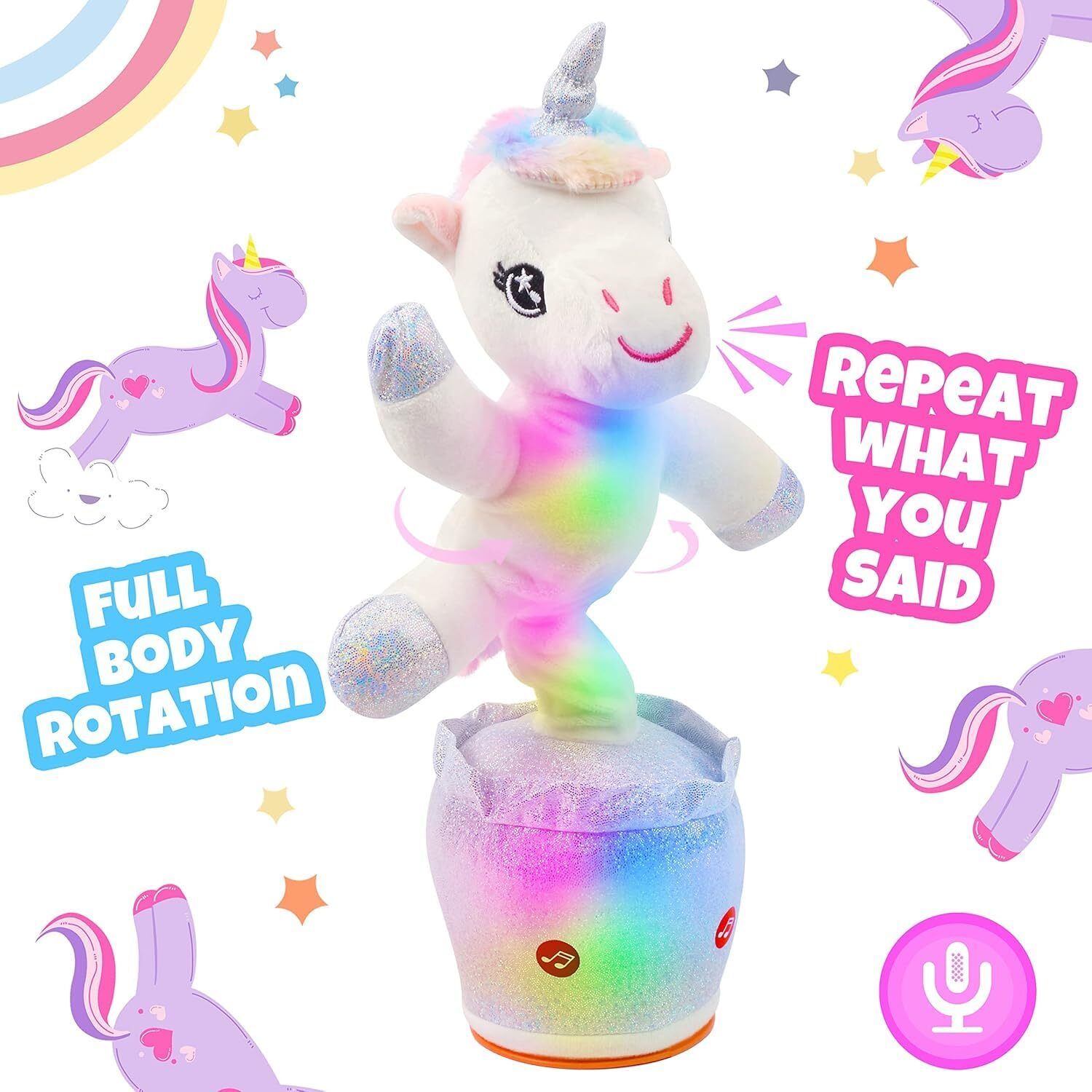 Dancing Unicorn Repeats Everything You Say, Talking Toy Singing Twisting toys-image-30