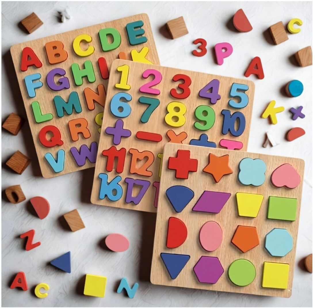 Educational Wooden Puzzle Board for Kids Alphabet Number Shape Activity P1S705-image-26