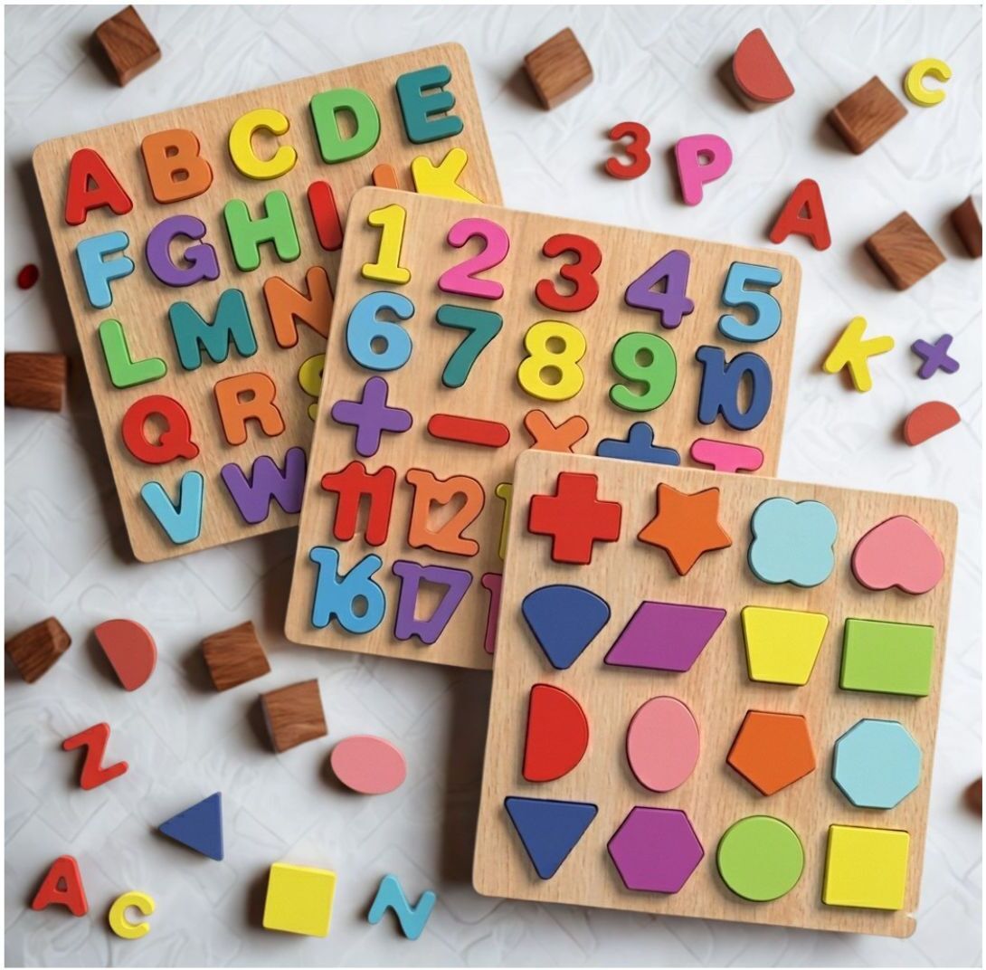 beauty bright Montessori Wooden Alphabet Number Shape Puzzle Board for Preschool Kids B1T705-picture-28