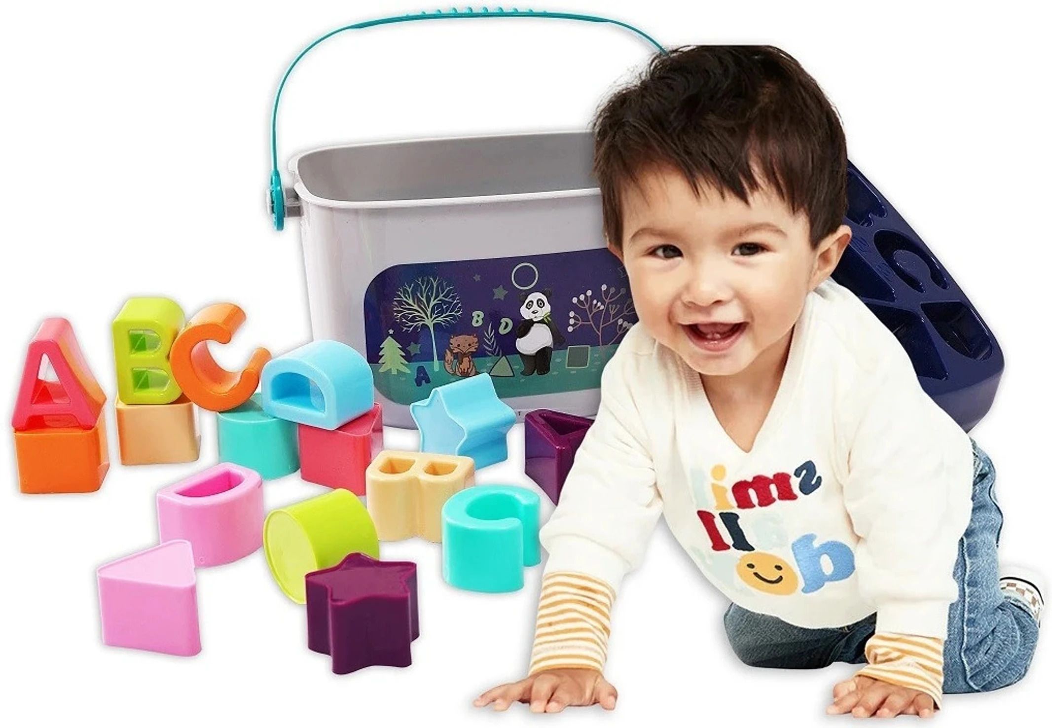 ragiluxe Toy For Baby Blocks-Shape Sorter Game & Alphabet Learning Toy with Bucket-picture-30