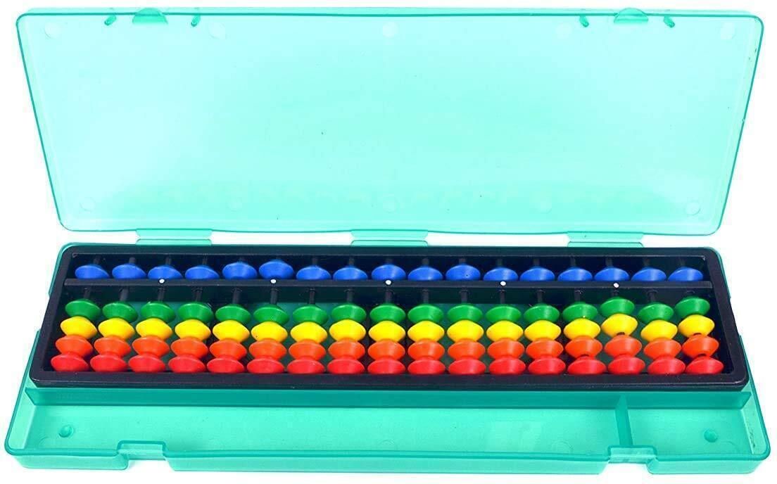 Abacus Math Learning Tool 17 Rod Multicolor Abacus with Box