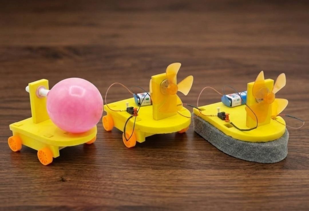 erhindia DIY 3 in 1 Science Experiment Kit Balloon Car Wind Boat Working Model-picture-33