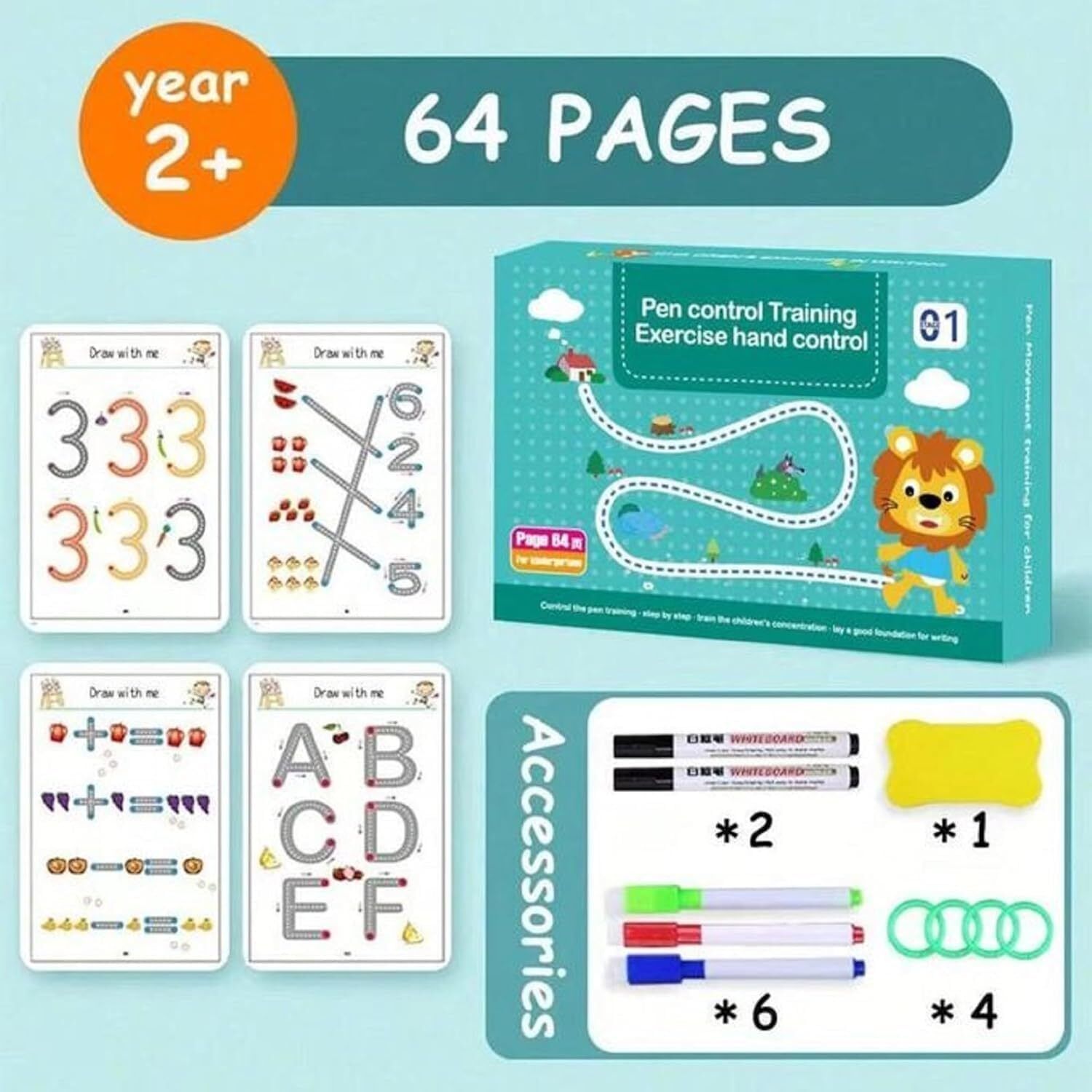 foreway 64 Page Hand Writing Pen Control Training Book For Learning-picture-12
