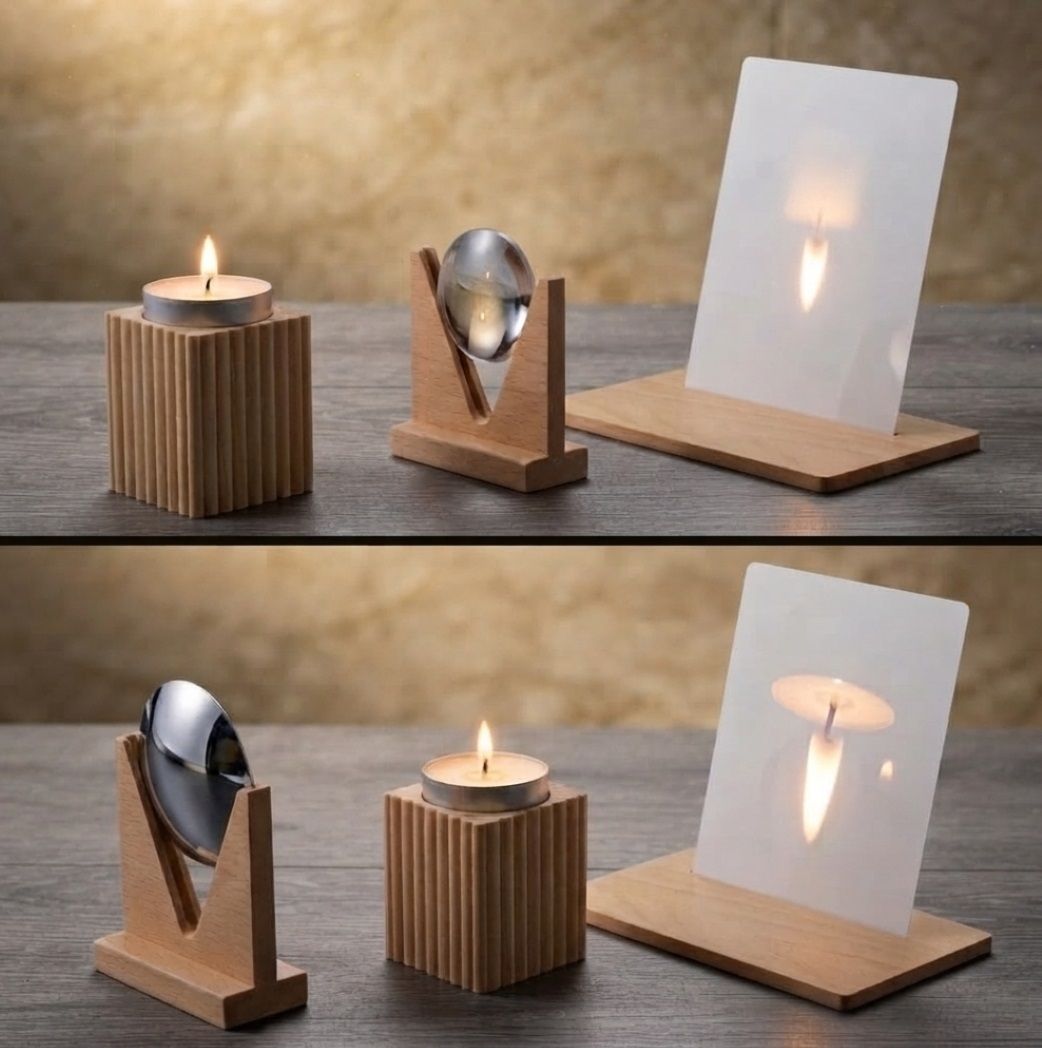2 Inch Convex Lens and Concave Mirror Candle Experiment Focal Length -20cm Kit-image-28