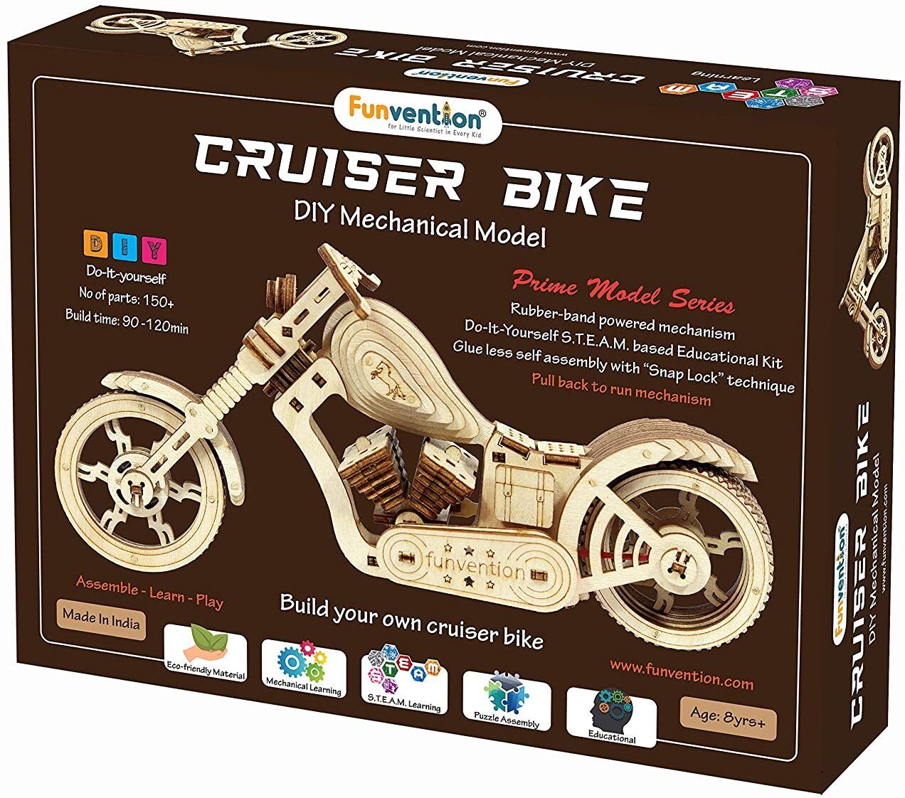 keshvam Cruiser Bike DIY Rubber Band Powered Mechanical Model-picture-18