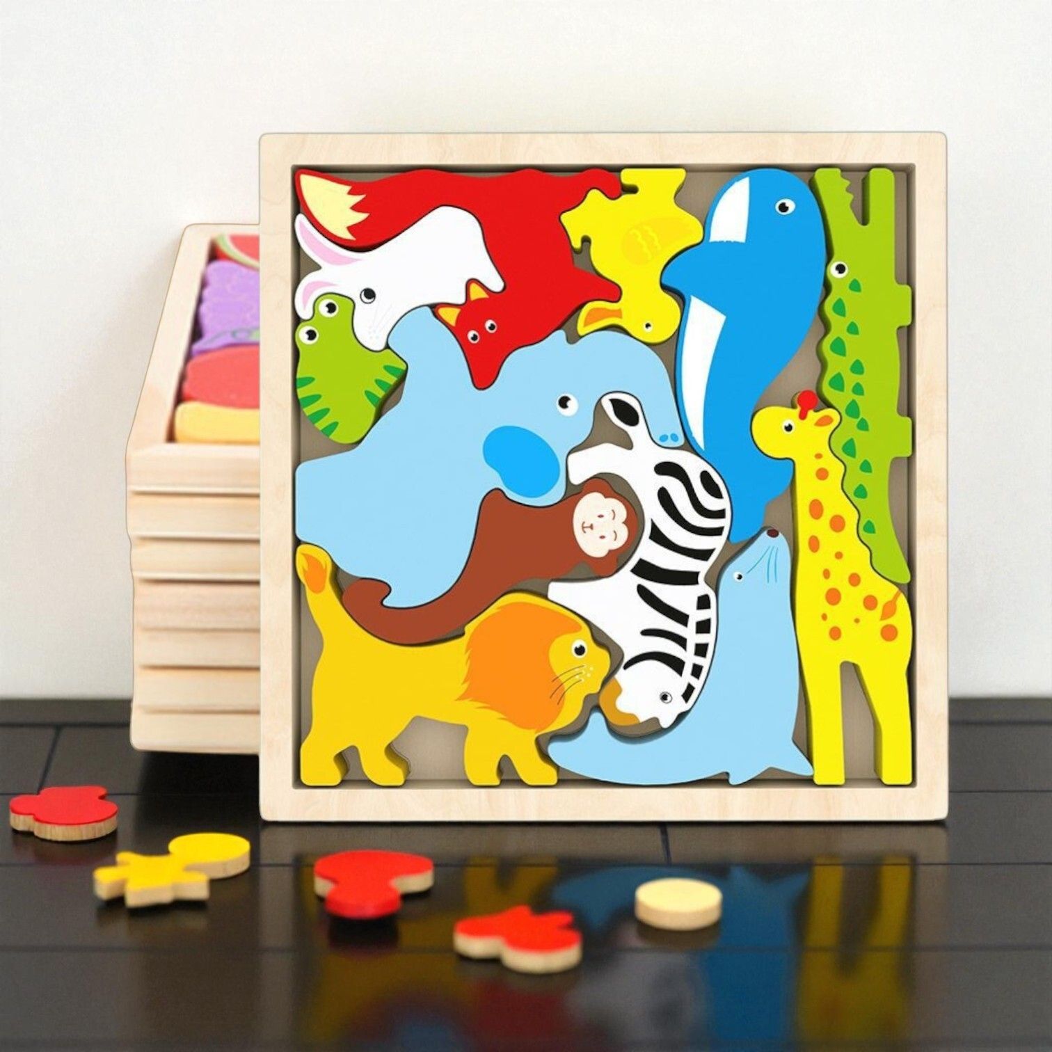 vhd Multicolor Wooden Animal Puzzle – Fun & Educational Toy for Kids W8-picture-22