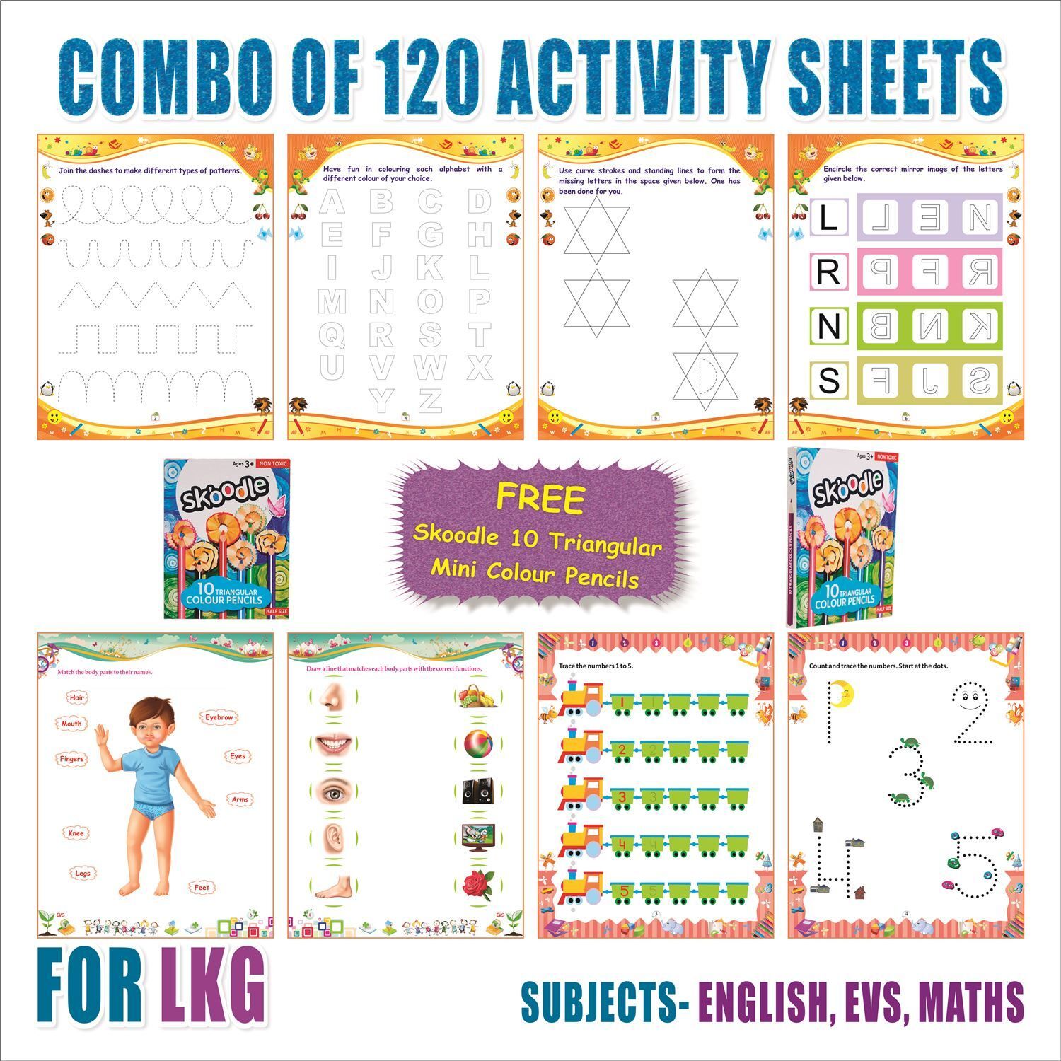 mapshub LKG Activity Sheets (120 Pages)|Learning & Creativity|With 10 Mini Color Pencil School Set-picture-28