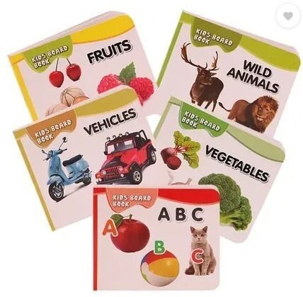 zriyos Pocket Board Book Set of ABC, Numbers, Fruits, Vegetables, Wild Animals,-picture-36
