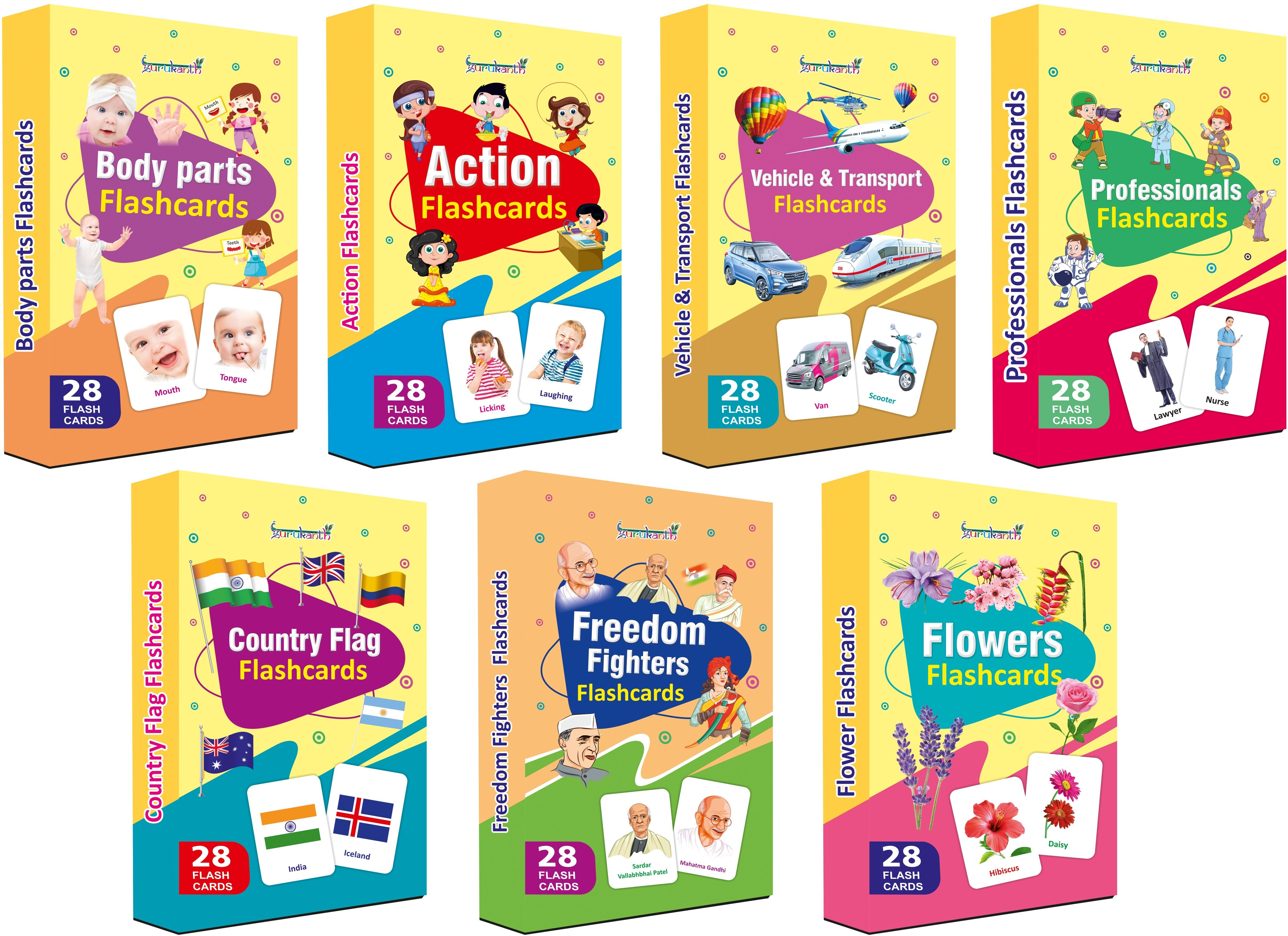 gurukanth Add-on Flash Cards for Kids Easy & Fun way of Learning-2yr-8yr Kids (Set of 7) image 1