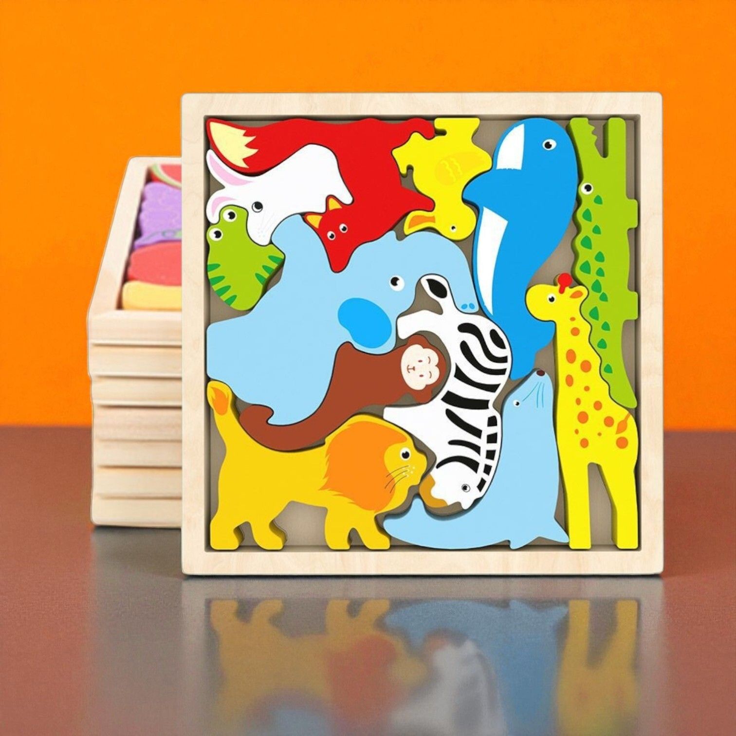 Multicolor Wooden Animal Puzzle – Fun & Educational Toy for Kids W9-image-21