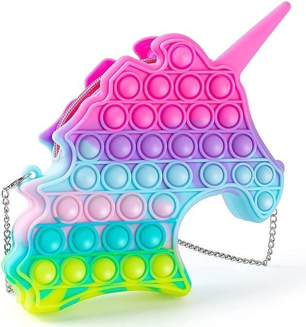 clapone Rainbow Unicorn Pop It Sling Bag Fidget Toy Crossbody for Girls Cute Unicorn Bag-picture-10