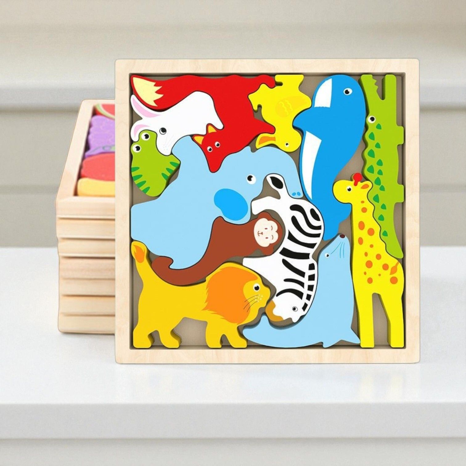 vhd Multicolor Wooden Animal Puzzle – Fun & Educational Toy for Kids W104-picture-26