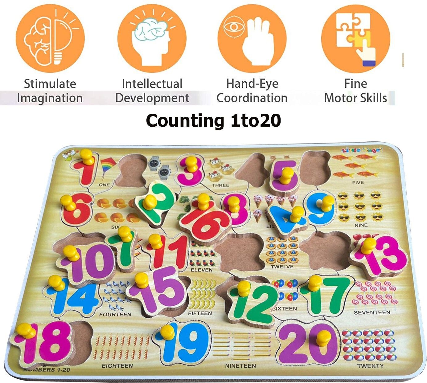 Number Peg Puzzle For Kids Math Counting Board Blocks Game With Knobs 1to20-image-4